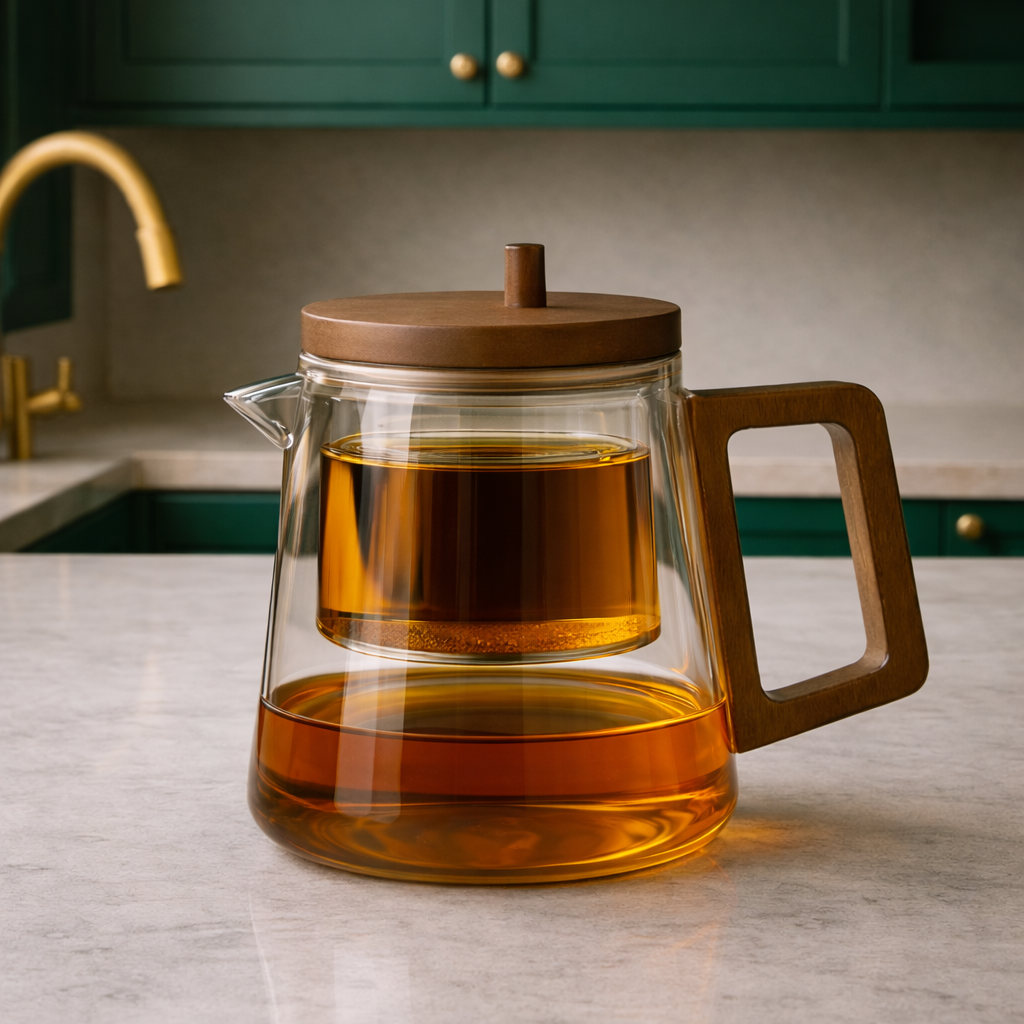 Premium Press Drip Glass Teapot (650ML)