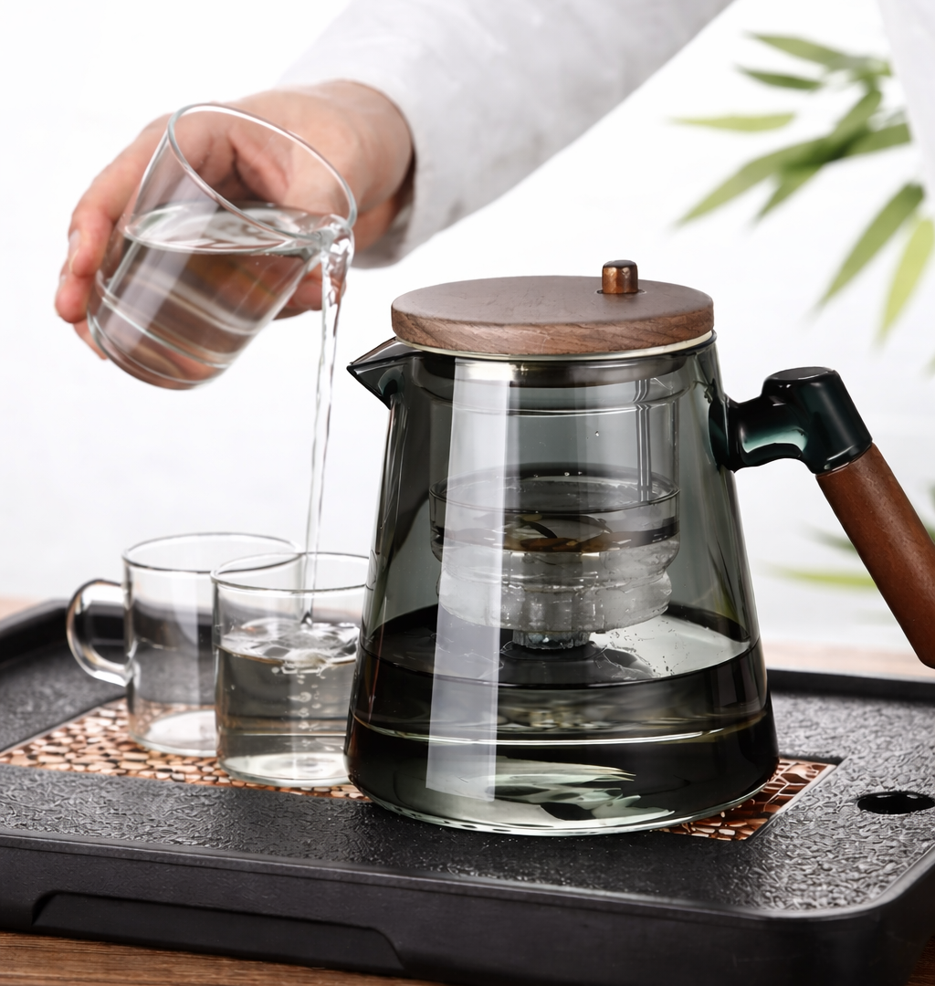 Premium Press Drip Glass Teapot (650ML)