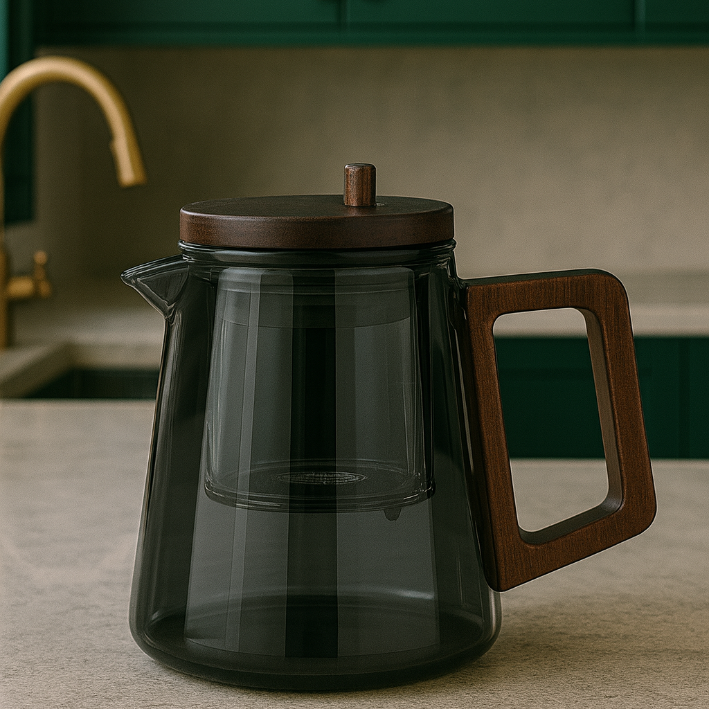 Premium Press Drip Glass Teapot (650ML)