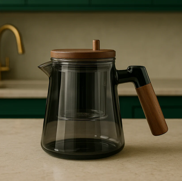 Premium Press Drip Glass Teapot (650ML)