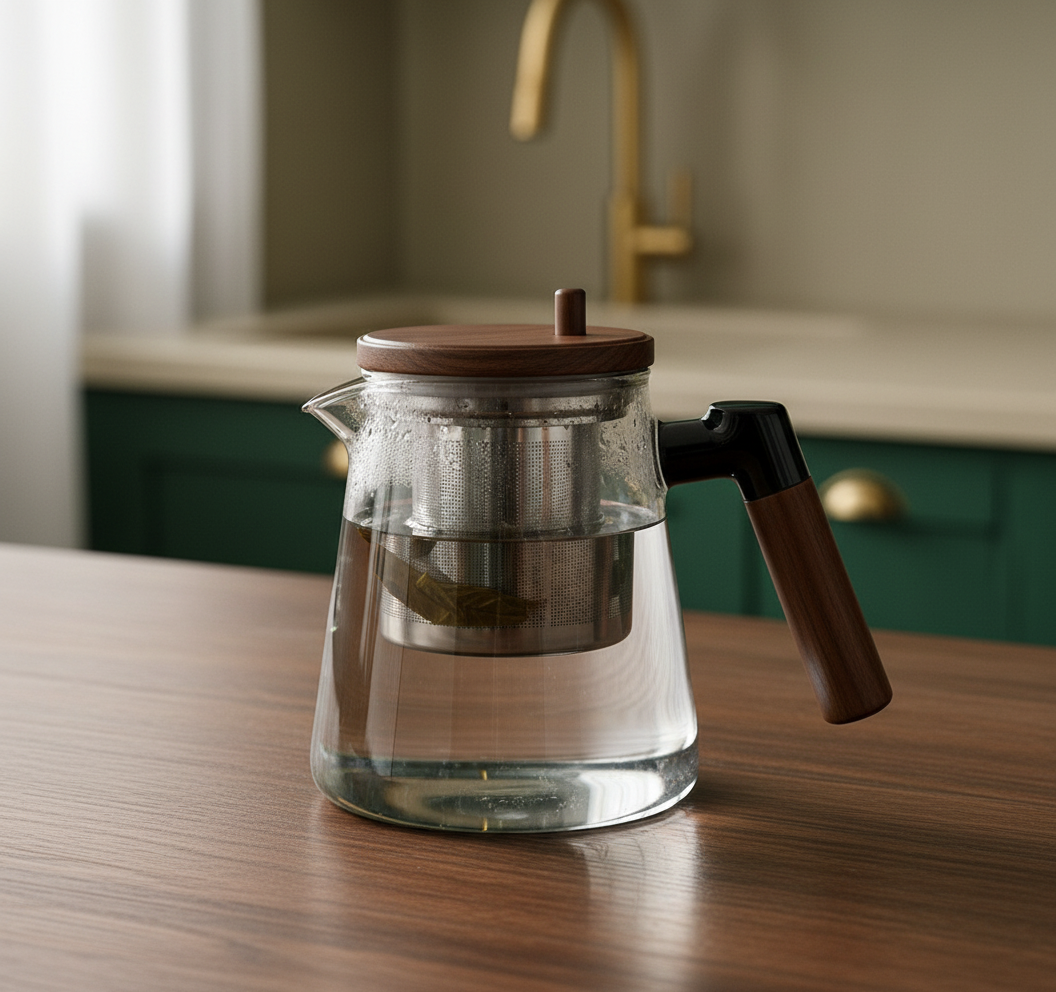 Premium Press Drip Glass Teapot (650ML)